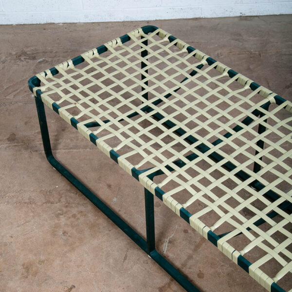 Mid Century Modern Patio Chair Bench Green Brown Jordan Wrapped Daybed Outdoor - Image 12