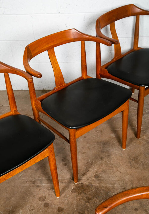 Mid Century Danish Modern Dining Chairs Set 6 Black Teak Bernhard Pederesen Sons - Image 5