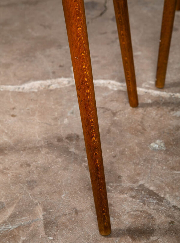 Mid Century Danish Modern End Tables Set 2 Round Side Teak Anton Kildeberg 3 Leg - Image 10