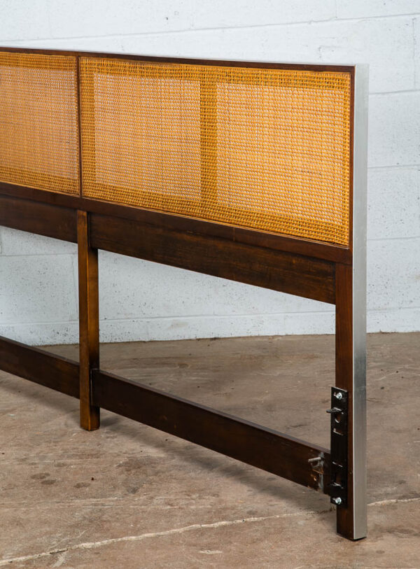 Mid Century Modern King Size Headboard Walnut Paul McCobb Calvin Furniture Cane - Image 10