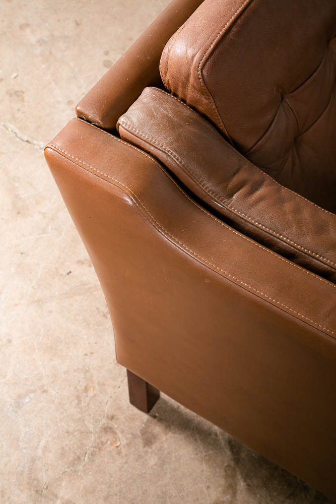 Mid Century Danish Modern Sofa Couch Brown Leather 3 seater Denmark Vintage Mcm - Image 9