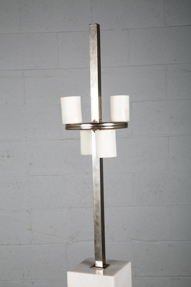 Mid Century Modern Table Lamp Marble Italian White Chrome 4 Light Vintage White - Image 10