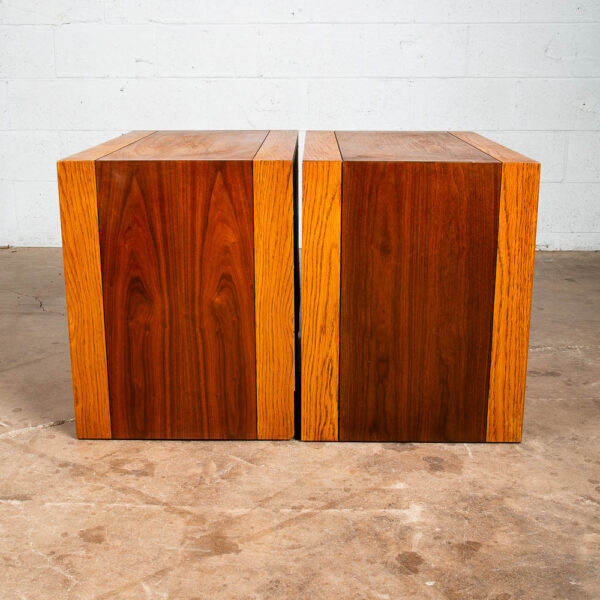 Mid Century Modern Nightstands End Side Tables Cane Walnut Oak Founders Cabinet - Image 5