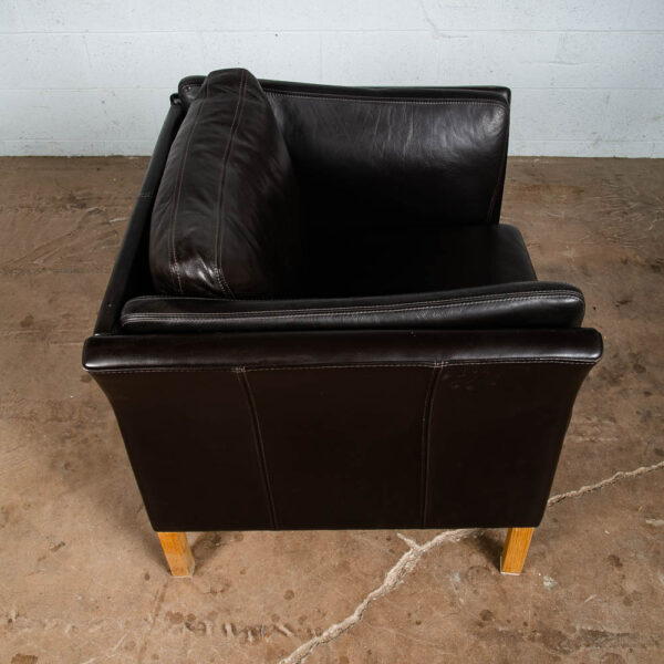 Mid Century Danish Modern Lounge Chair Black Leather White Oak Arm Denmark Mcm - Image 8