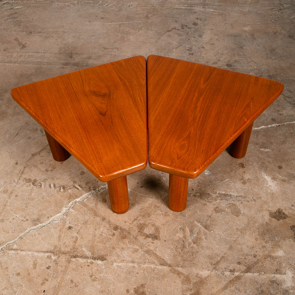 Mid Century Danish Modern End Tables Side Nightstands Solid Teak Wedge Tripod NM - Image 2