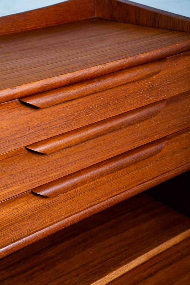 Mid Century Danish Modern Secretary Desk Teak 6 Drawer Draw Desk Denmark Shelf - Image 11
