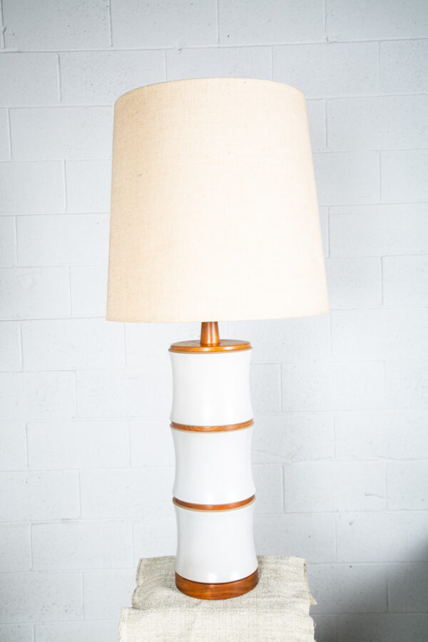 Mid Century Modern Table Lamp Martz Marshall Studios White Walnut Ceramic # 221 - Image 3
