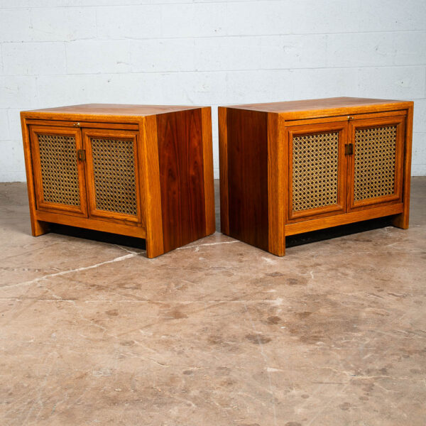 Mid Century Modern Nightstands End Side Tables Cane Walnut Oak Founders Cabinet