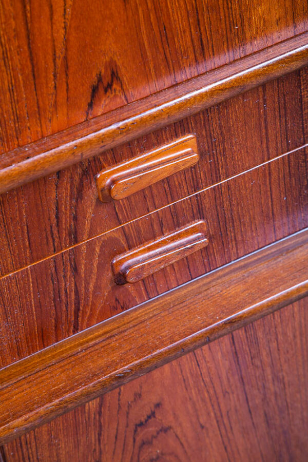 Mid Century Danish Modern Corner Cabinet Teak Wood Bar Denmark Drawers Locking - Image 6