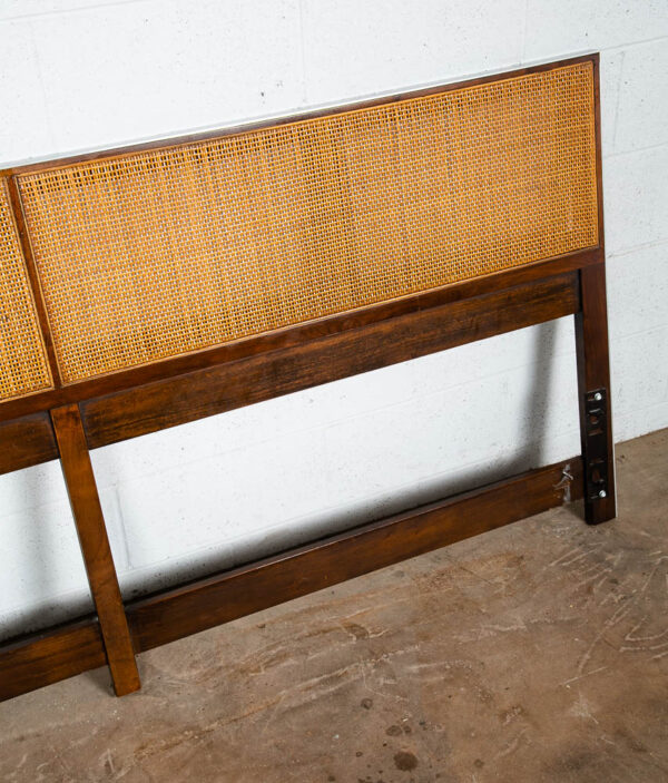 Mid Century Modern King Size Headboard Walnut Paul McCobb Calvin Furniture Cane - Image 6