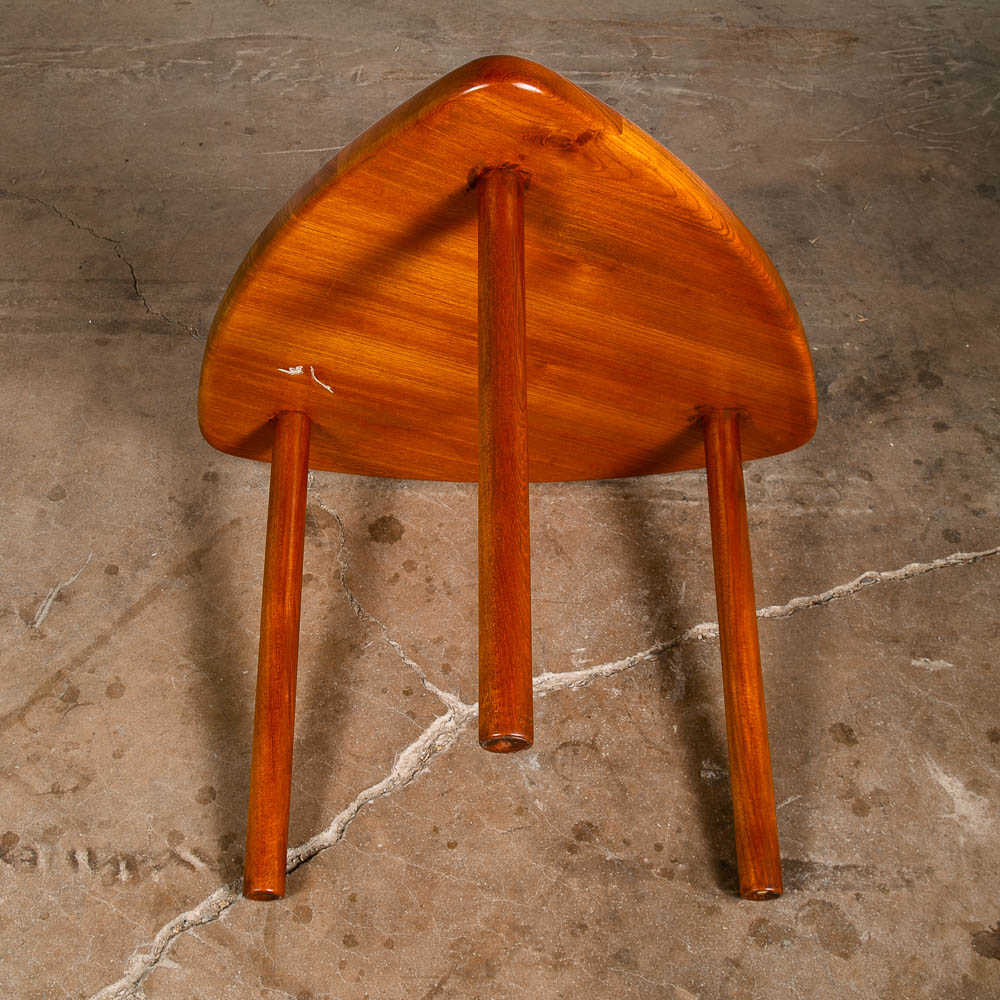 Mid Century Danish Modern End Table Guitar Pick Solid Teak Triangular Cocktail - Image 5