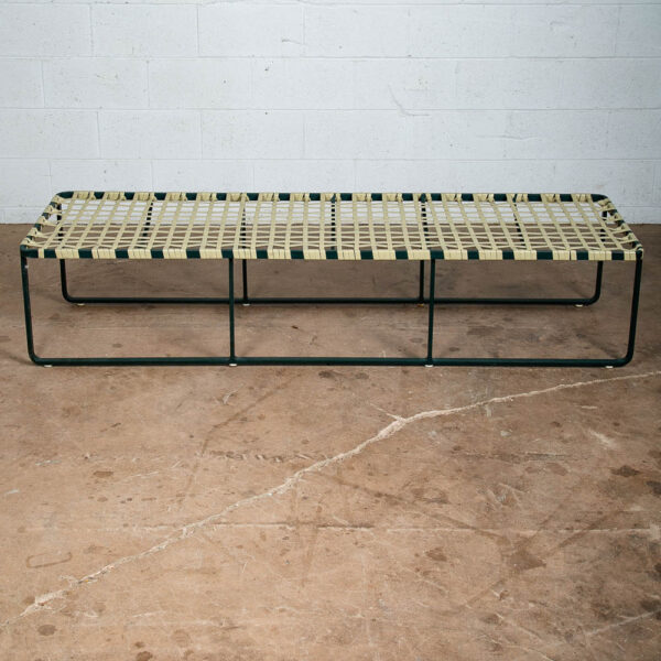 Mid Century Modern Patio Chair Bench Green Brown Jordan Wrapped Daybed Outdoor - Image 7