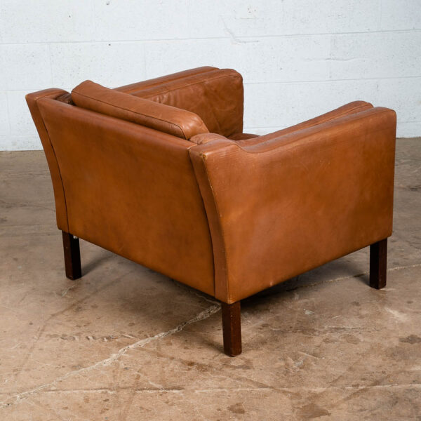 Mid Century Danish Modern Lounge Chair Brown Leather Armchair Denmark Vintage VG - Image 5