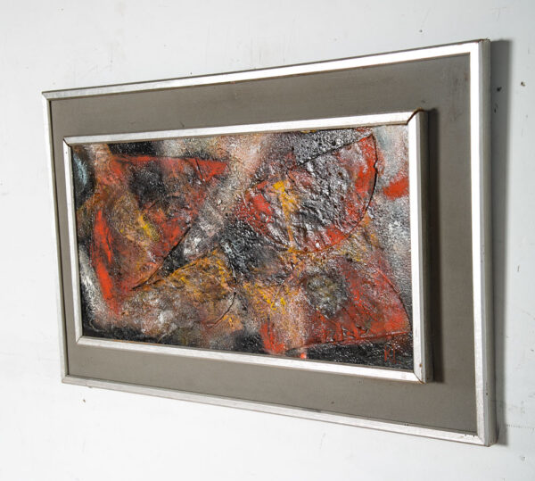 Mid Century Modern Art Original Abstract Expressionism Orange Yellow Black KJ #2 - Image 2