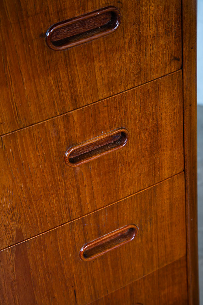 Mid Century Danish Modern Highboy Dresser 6 Drawer Teak Denmark Vintage Compact - Image 10