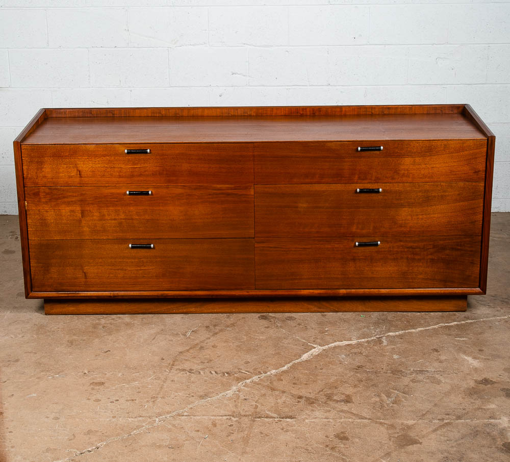 Mid Century Modern Credenza Dresser Walnut 6 Drawer Black Glenn of California NM - Image 2