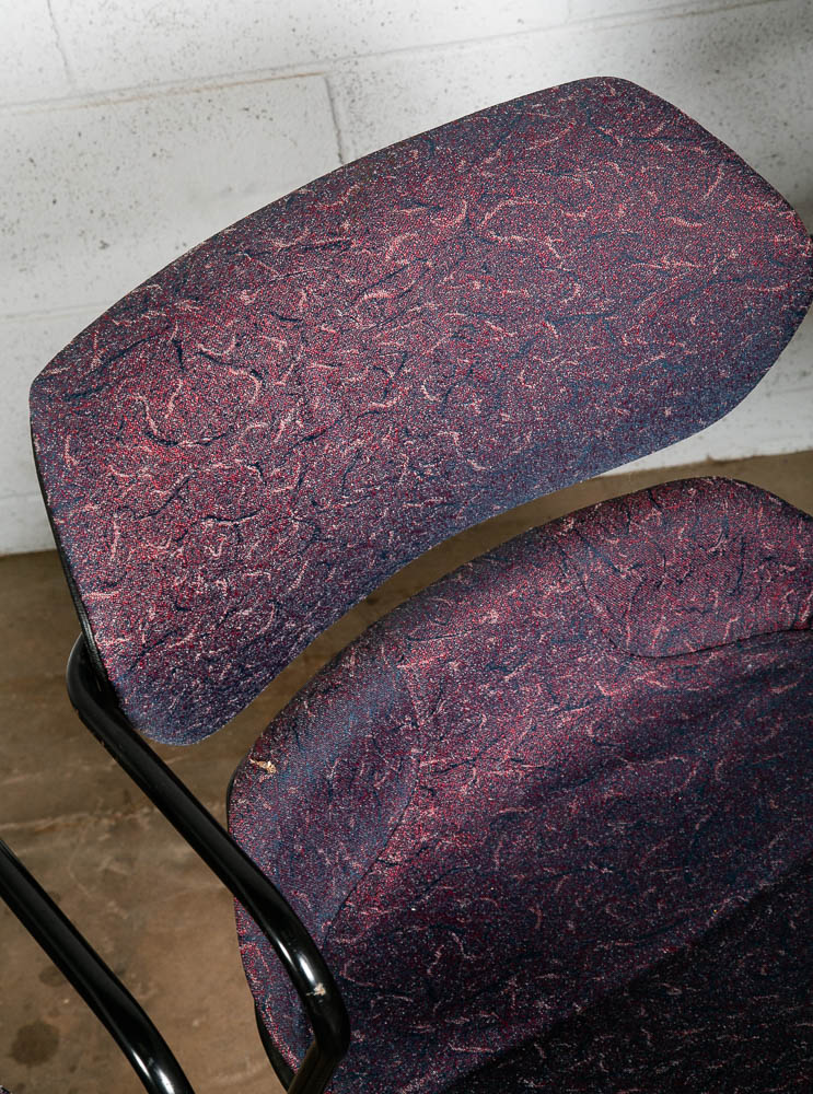 Mid Century Modern Side Chairs Set 6 Stacking Acton Stacker 80s Purple Metal - Image 12