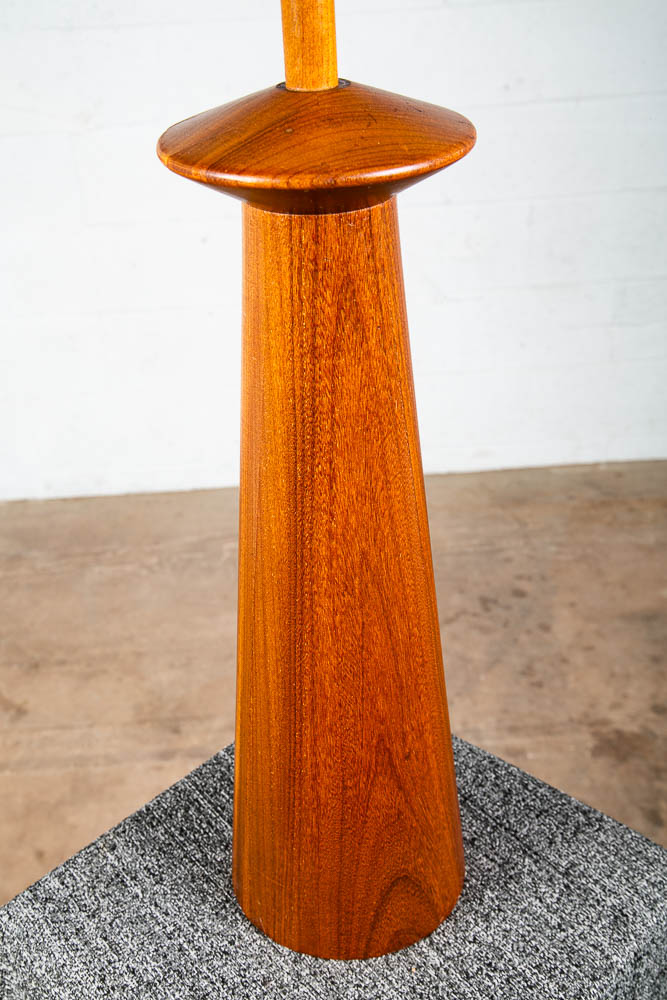 Mid Century Modern Table Lamp Solid Teak Wood Round Sculptural Tested Studio Mcm - Image 6