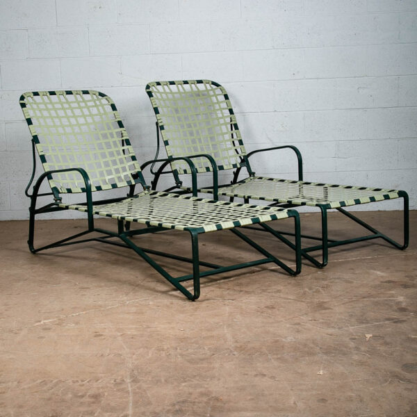 Mid Century Modern Patio Chairs Pair Green Brown Jordan Wrapped Armchairs Mcm - Image 2
