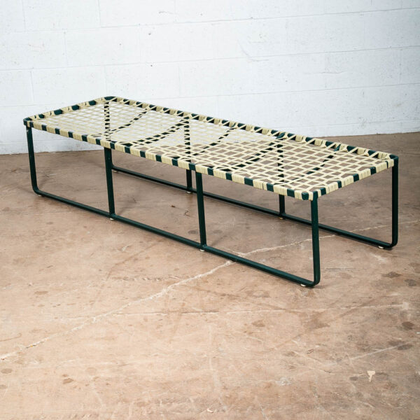 Mid Century Modern Patio Chair Bench Green Brown Jordan Wrapped Daybed Outdoor - Image 2