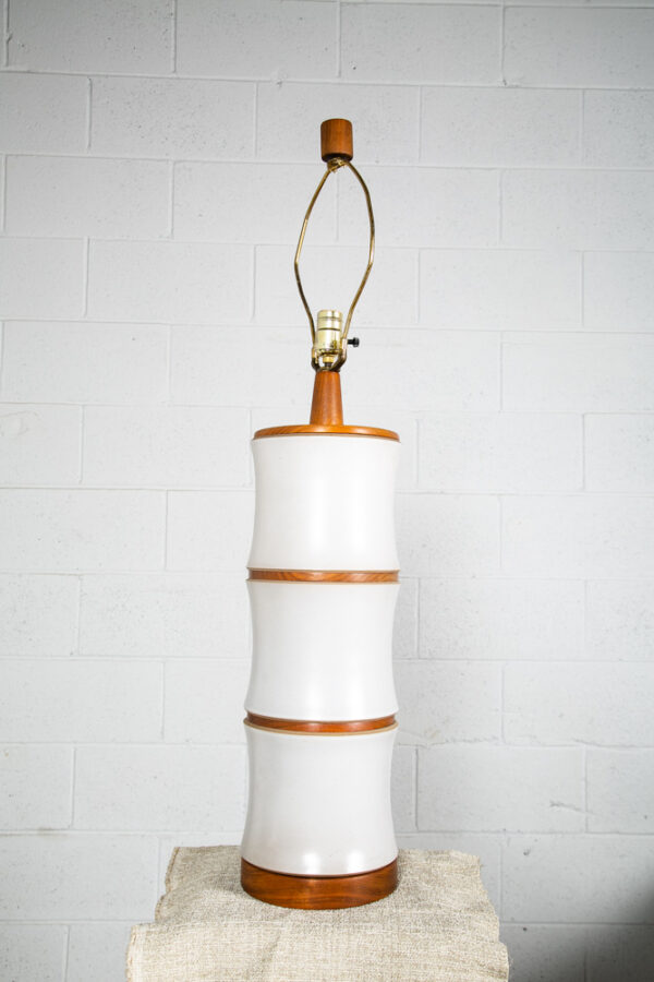 Mid Century Modern Table Lamp Martz Marshall Studios White Walnut Ceramic # 221 - Image 7