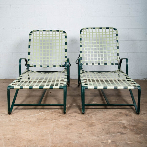 Mid Century Modern Patio Chairs Pair Green Brown Jordan Wrapped Armchairs Mcm - Image 4
