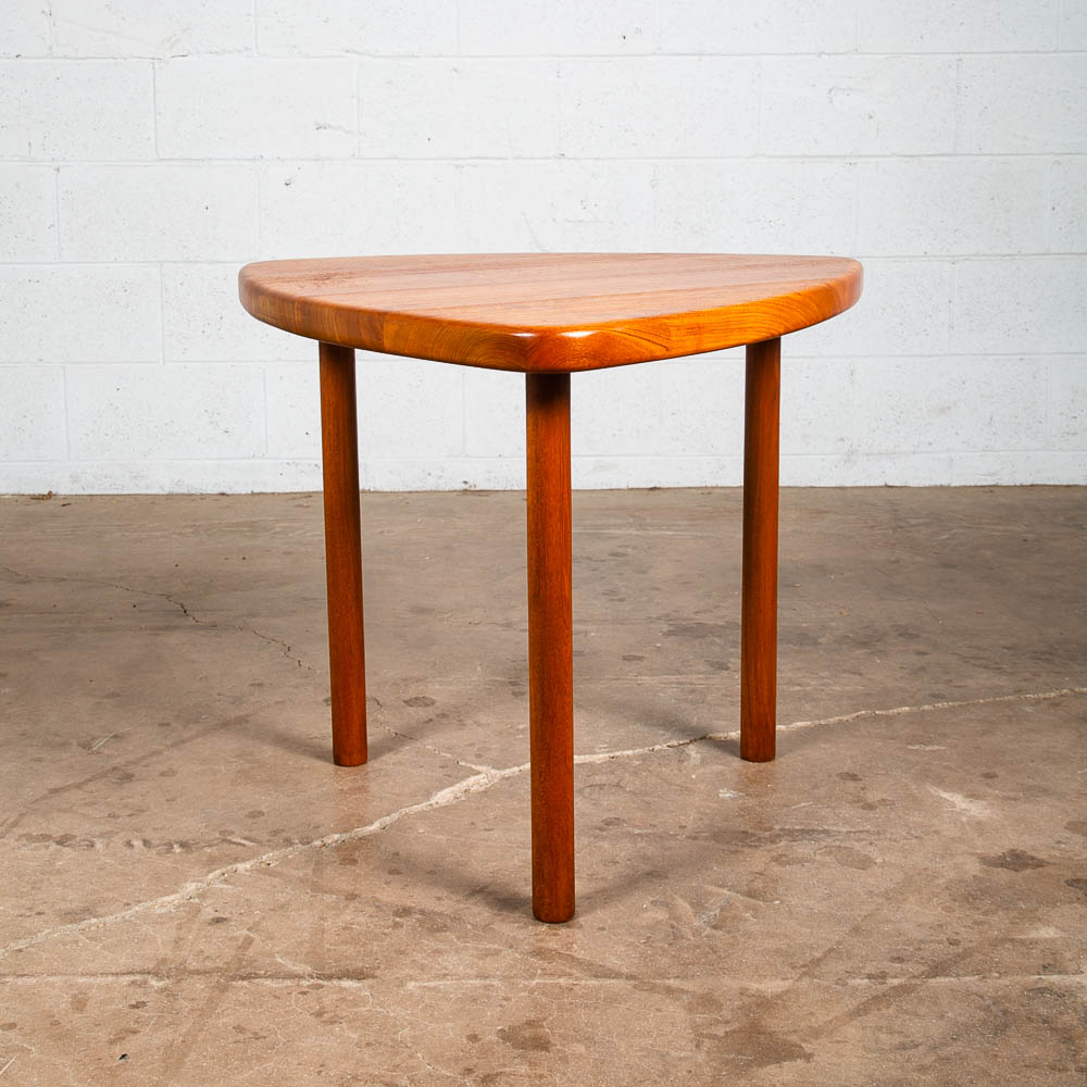 Mid Century Danish Modern End Table Guitar Pick Solid Teak Triangular Cocktail - Image 4