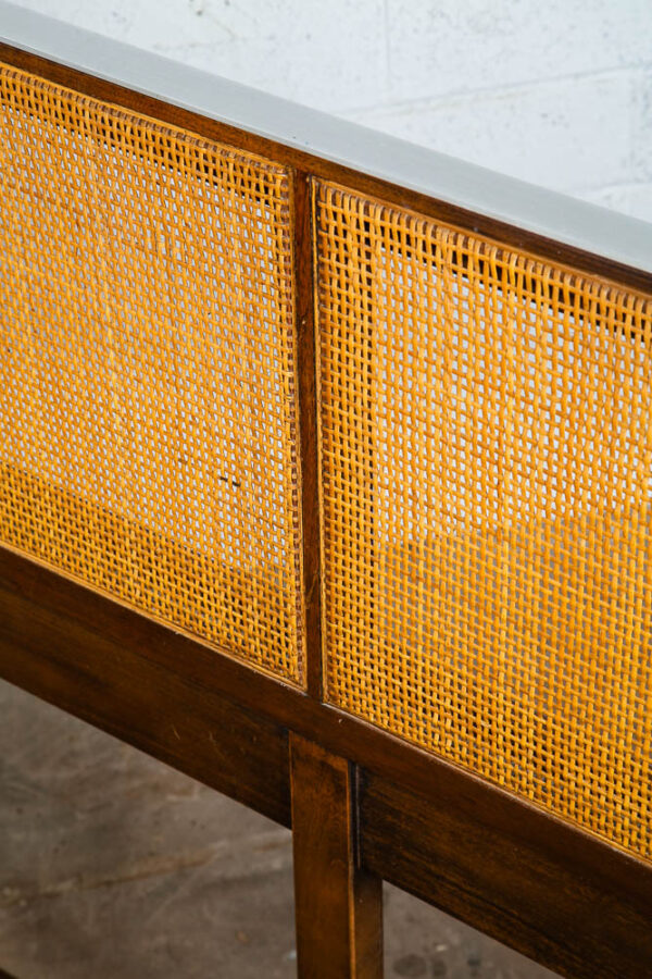 Mid Century Modern King Size Headboard Walnut Paul McCobb Calvin Furniture Cane - Image 12