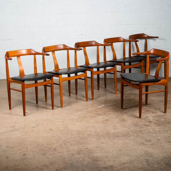 Mid Century Danish Modern Dining Chairs Set 6 Black Teak Bernhard Pederesen Sons - Image 10