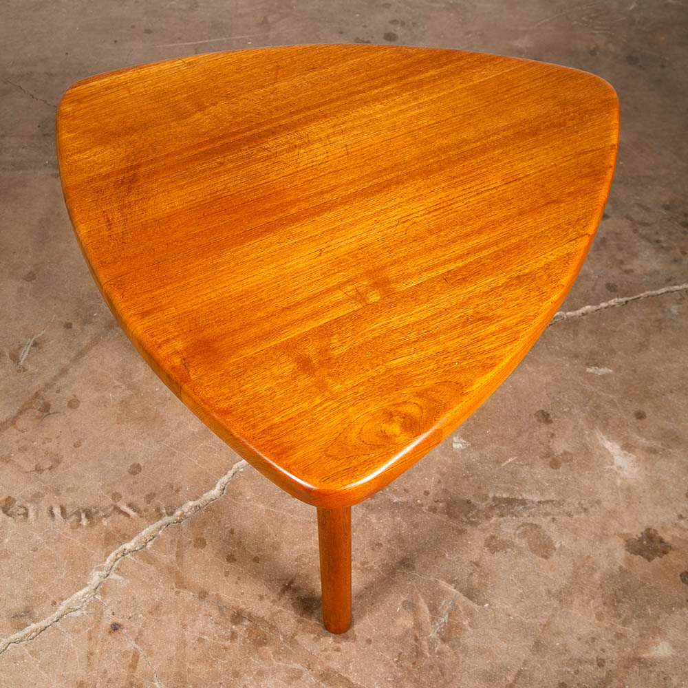 Mid Century Danish Modern End Table Guitar Pick Solid Teak Triangular Cocktail - Image 3