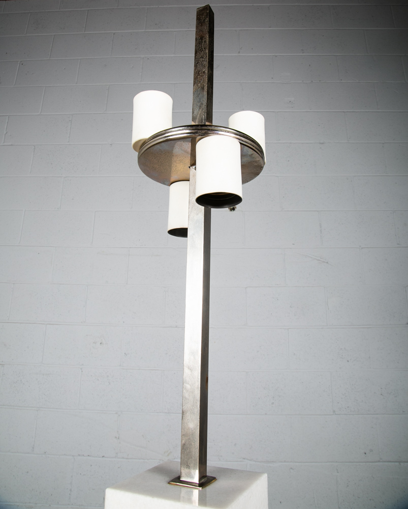 Mid Century Modern Table Lamp Marble Italian White Chrome 4 Light Vintage White - Image 5