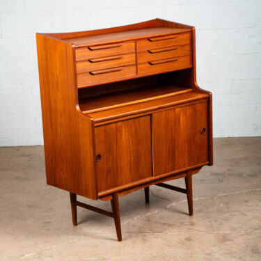 Mid Century Danish Modern Secretary Desk Teak 6 Drawer Draw Desk Denmark Shelf