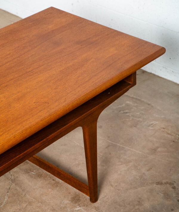 mMid Century Danish Modern Coffee Table Solid Teak Surfboard Shelf Storage Mcm - Image 10