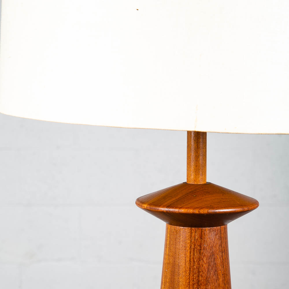 Mid Century Modern Table Lamp Solid Teak Wood Round Sculptural Tested Studio Mcm - Image 7