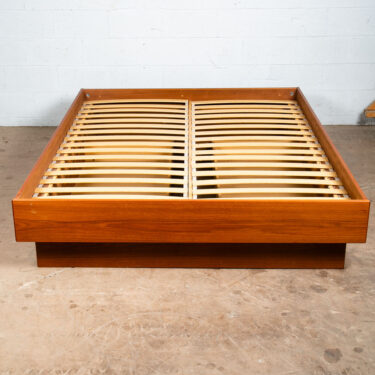 Mid Century Danish Modern Headboard Bed Frame Teak Floating Queen Size Storage