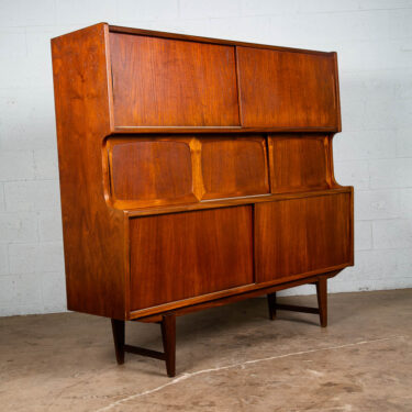 Mid Century Danish Modern Credenza Highboard Sideboard Sliding Doors Drawers NM