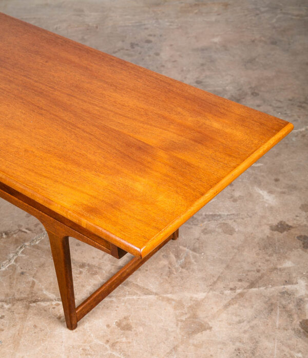 mMid Century Danish Modern Coffee Table Solid Teak Surfboard Shelf Storage Mcm - Image 12
