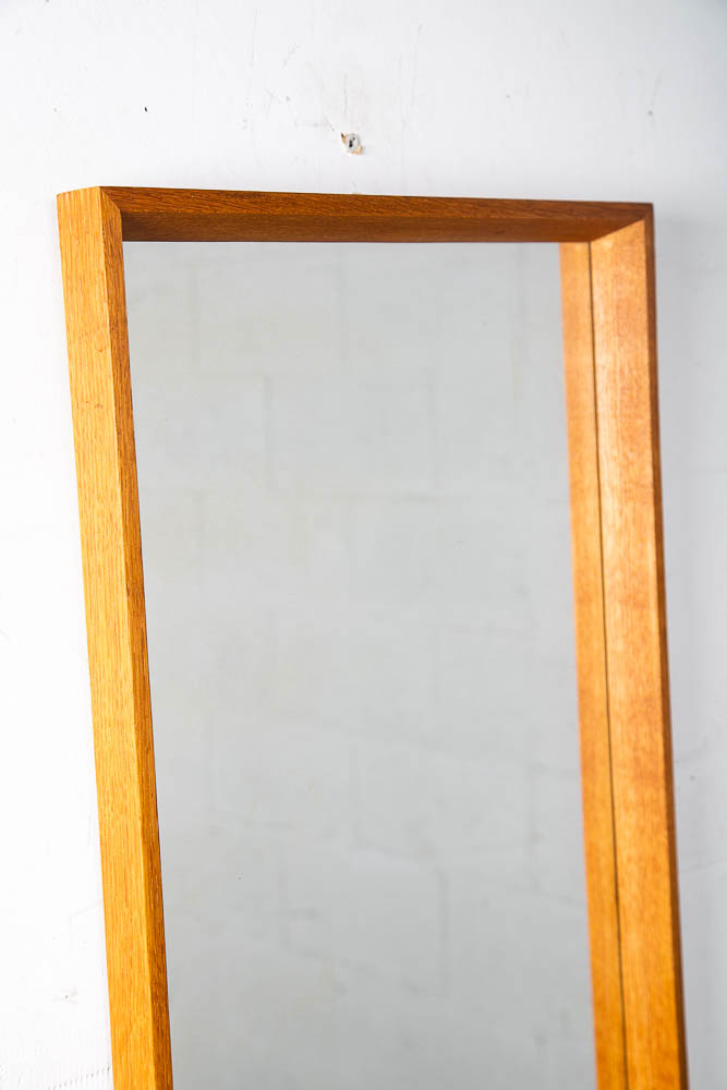 Mid Century Danish Modern Mirror Wall Hanging Bathroom Vanity Solid Oak Wood - Image 4