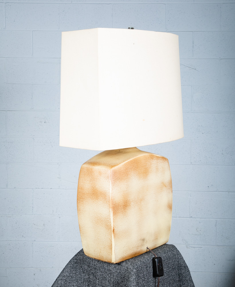 Mid Century Modern Table Lamp Brown White Light Vintage Ceramic Rectangular - Image 10