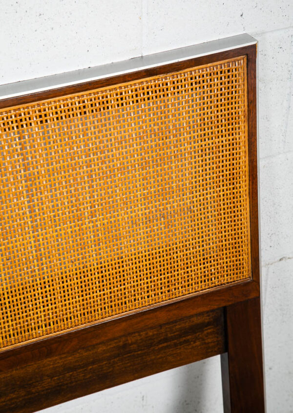 Mid Century Modern King Size Headboard Walnut Paul McCobb Calvin Furniture Cane - Image 8