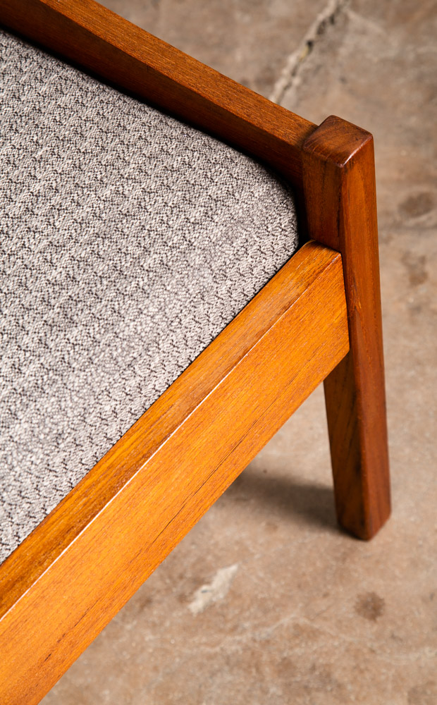 Mid Century Danish Modern Daybed Sofa Grey Fabric Cushions Teak Wood Denmark Mcm - Image 9