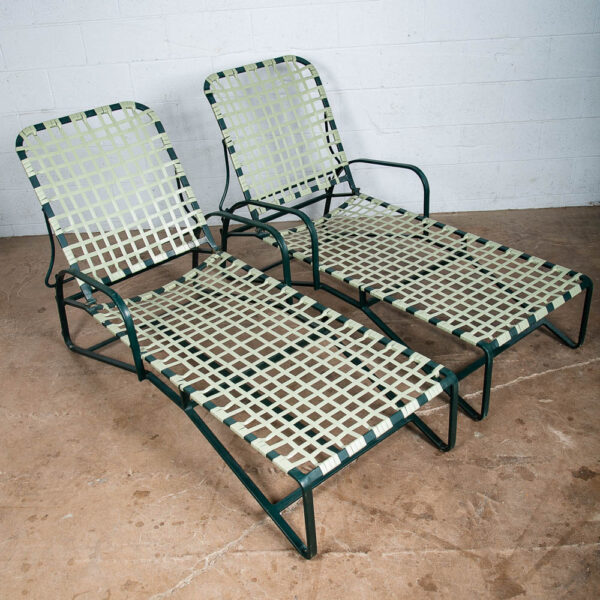 Mid Century Modern Patio Chairs Pair Green Brown Jordan Wrapped Armchairs Mcm - Image 7