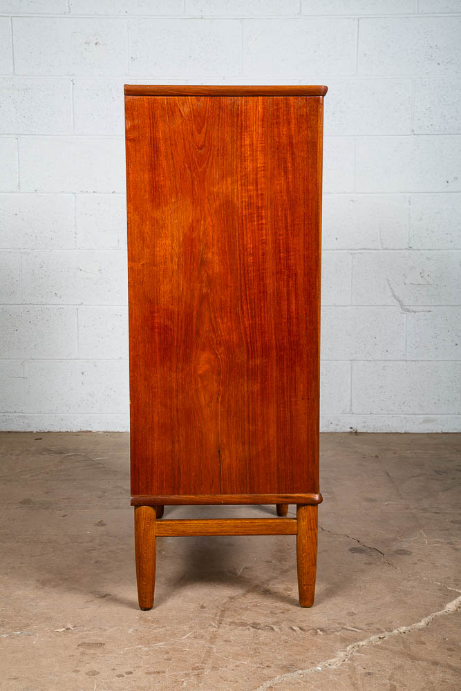 Mid Century Danish Modern Highboy Dresser 6 Drawer Teak Denmark Vintage Compact - Image 3