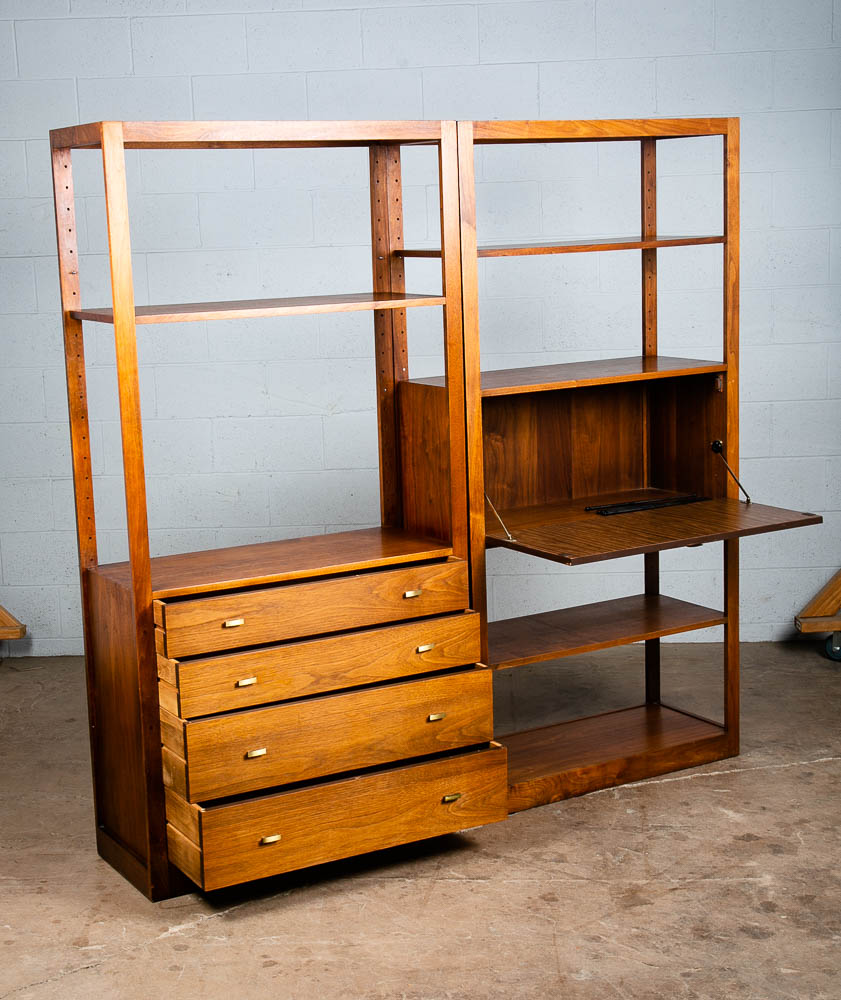 Mid Century Modern Room Divider Wall Unit Credenza Cabinet Walnut Founders Desk - Image 2