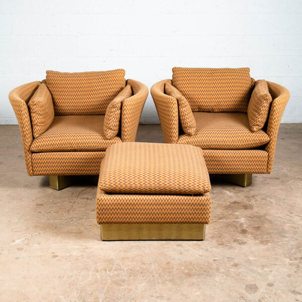 Mid Century Modern Lounge Chair Set Recliner Ottoman Milo Baughman Vintage Pair - Image 10