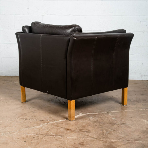 Mid Century Danish Modern Lounge Chair Black Leather White Oak Arm Denmark Mcm - Image 9