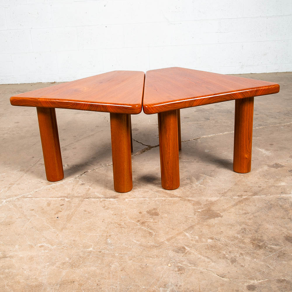 Mid Century Danish Modern End Tables Side Nightstands Solid Teak Wedge Tripod NM - Image 10