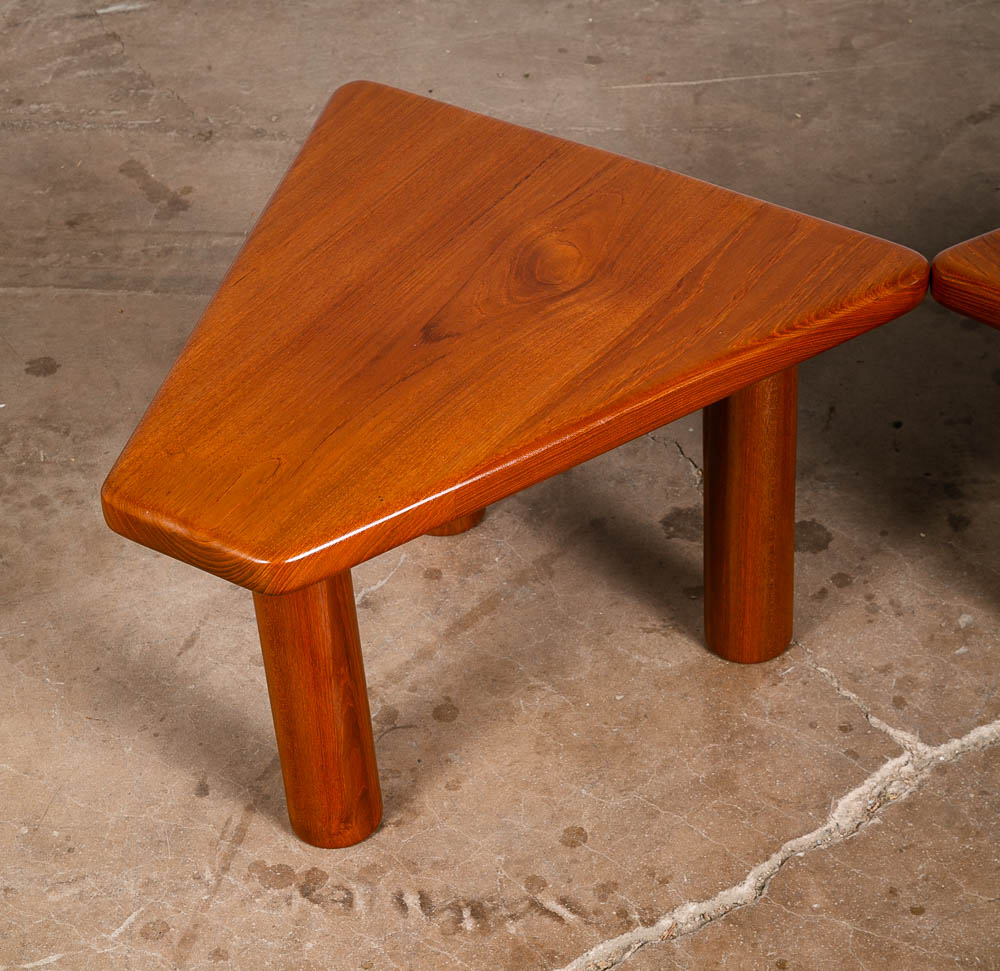Mid Century Danish Modern End Tables Side Nightstands Solid Teak Wedge Tripod NM - Image 8