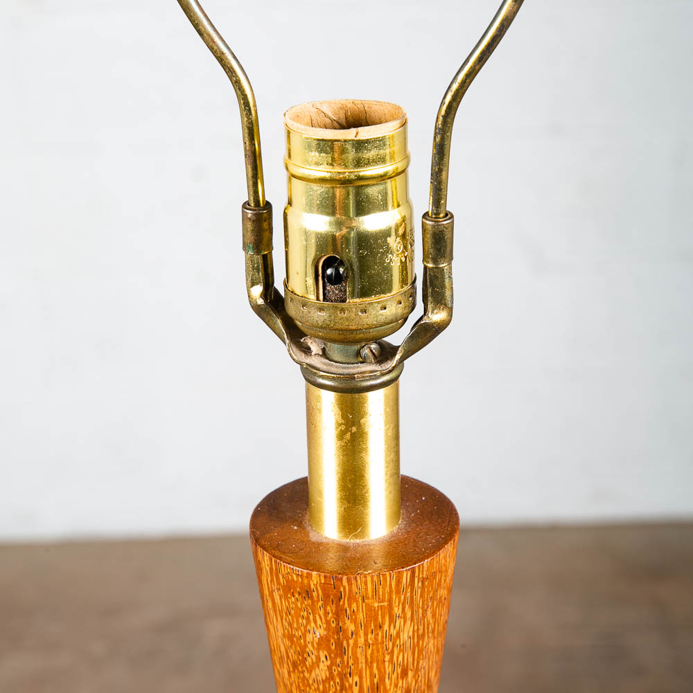 Mid Century Modern Table Lamp Solid Teak Wood Round Turned Tapered Tested Mcm - Image 7