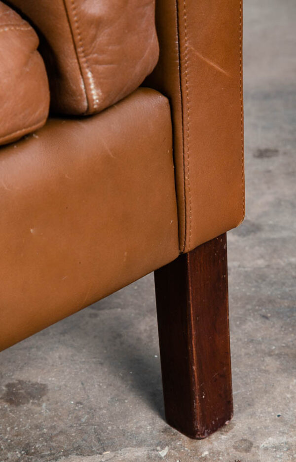 Mid Century Danish Modern Lounge Chair Brown Leather Armchair Denmark Vintage VG - Image 8